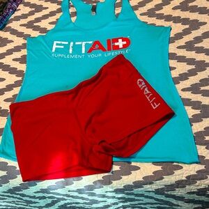 Women's Fitaid Blue Tank Top & Booty Shorts